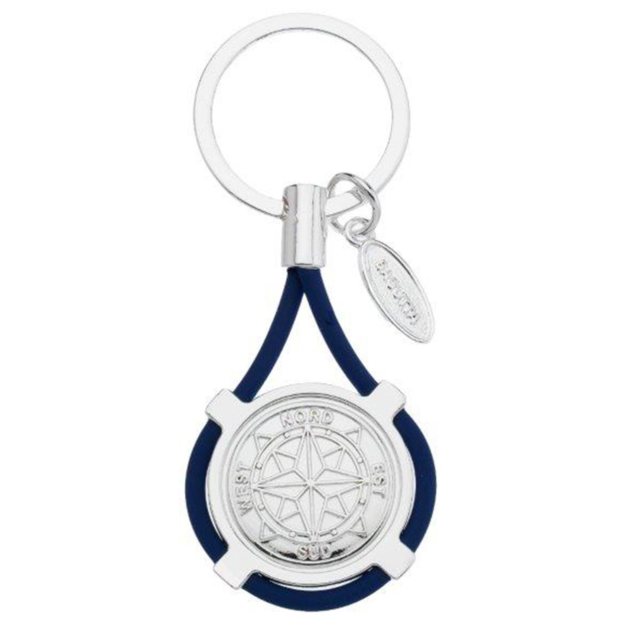 PORTACHIAVI CON ROSA DEI VENTI E CORDONE BLU cm 9,5
